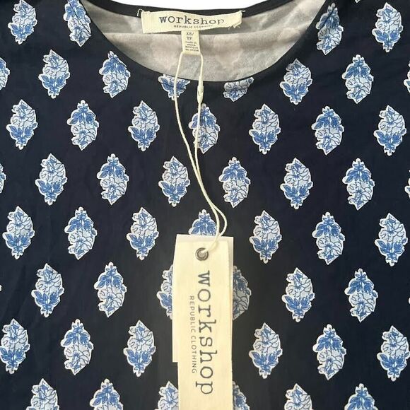 Workshop Republic Clothing Stretch T-Shirt Blue Floral Size XS/TP NWT MS… - Picture 2 of 9